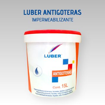 LUBER ANTIGOTERAS SIN FIBRA Transitable 15L ROJO (Impermeabilizante elástico transpirable, anticarbonatación y  listo al uso para exterior)