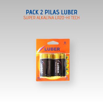 PACK 2 PILAS LUBER SUPER ALKALINA LR20 HI-TECH