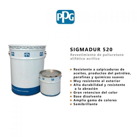 PPG SIGMADUR 520 PINTURA INDUSTRIAL BASE L 17L SEMIBRILLANTE (Para 20L Colores A)