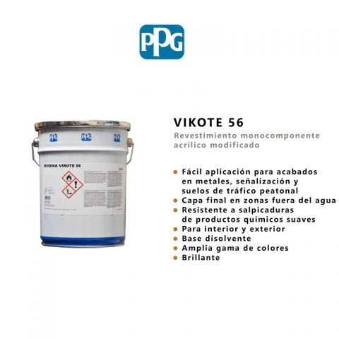 PPG VIKOTE 56 PINTURA INDUSTRIAL BASE L 5L BRILLO (Para colores A)