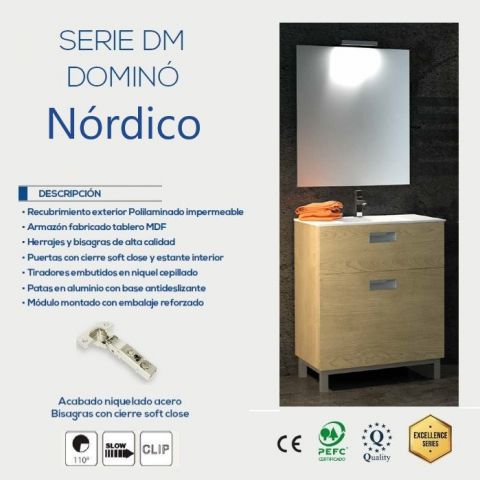 *LAKUA MUEBLE DOMINO 60 - 2 CAJONES NORDICO
