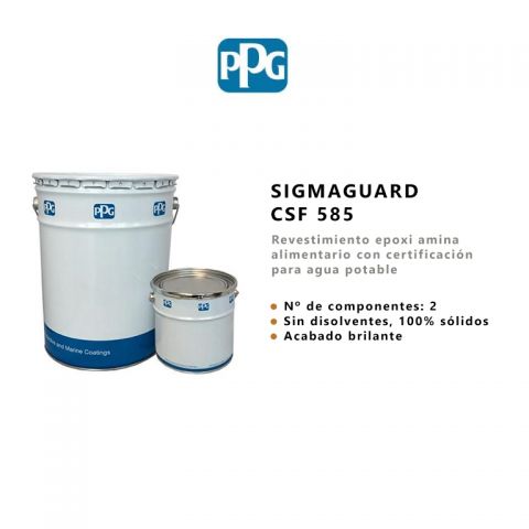 PPG SIGMAGUARD CSF 585 SET 2C REVESTIMIENTO 20L BLANCO (Epoxi amina alimentario para agua potable)