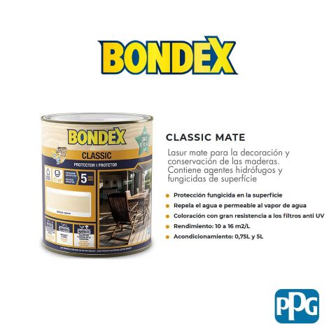 BONDEX CLASSIC MATE NEGRO 890 0,75L