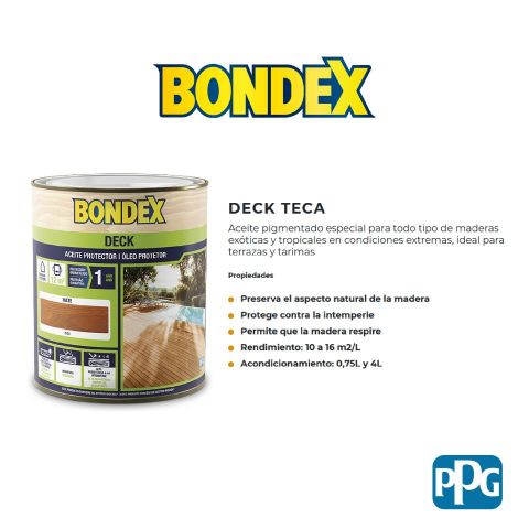 BONDEX ACEITE DECK TECA 4L
