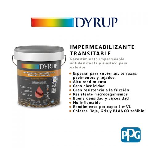 DYRUP IMPERMEABILIZANTE TRANSITABLE ANTIDESLIZANTE ELÁSTICO GRIS 4L (4 M²)