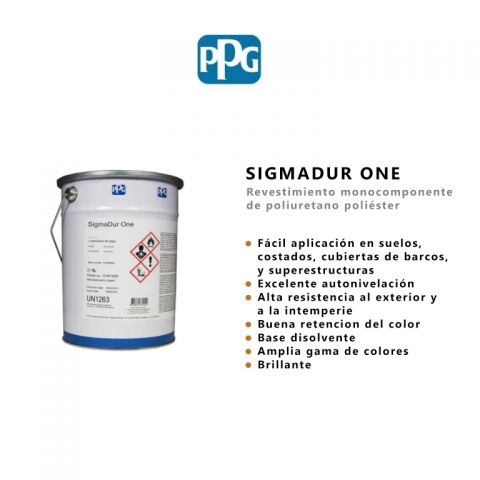 PPG SIGMADUR ONE PINTURA INDUSTRIAL BASE L 20L BRILLO (Para colores A)