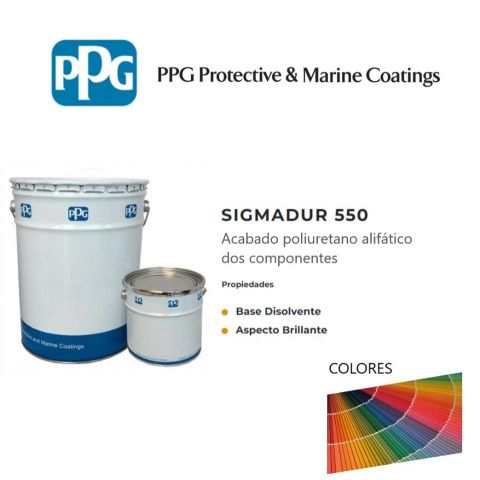 PPG Set 2C Pintura Industrial SIGMADUR 550 4L Brillante COLOR C (Base + HDR + RAL)