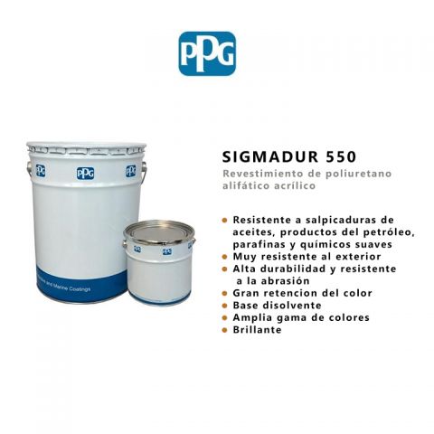 PPG SIGMADUR 550 SET 2C PINTURA INDUSTRIAL 20L BRILLANTE (BASE Z+HDR+COLOR C)