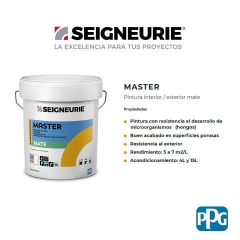 SEIGNEURIE Pintura MASTER 15L Blanco Mate Antimoho