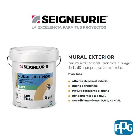 SEIGNEURIE Revestimiento MURAL EXTERIOR 4L Blanco Mate Antimoho