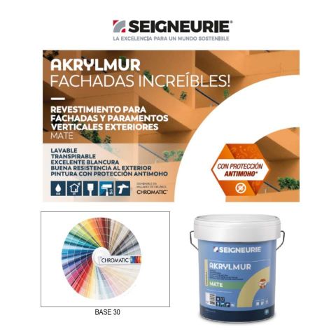 SEIGNEURIE Revestimiento AKRYLMUR 4L Base 30 Mate Antimoho