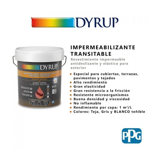 DYRUP IMPERMEABILIZANTE TRANSITABLE ANTIDESLIZANTE ELÁSTICO BLANCO 4L (4 M²)