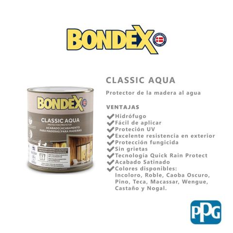BONDEX CLASSIC AQUA CASTAÑO 0,75L SATINADO