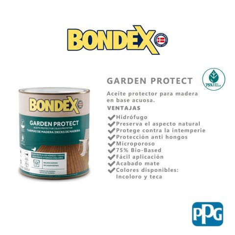 BONDEX GARDEN PROTECT ACEITE AQUA TECA  0,75L