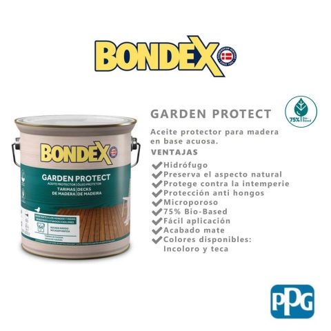 BONDEX GARDEN PROTECT ACEITE AQUA TECA 4L