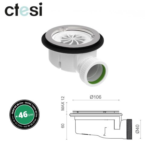 CTESI GYNOT VÁLVULA DE DUCHA Ø120