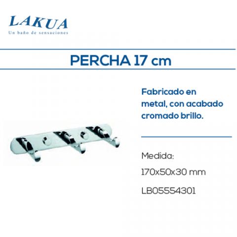 LAKUA 3 PERCHAS 170 MM SERIE LB05 - METAL CROMADO