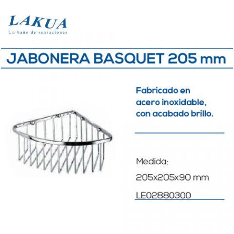LAKUA JABONERA 205 MM SERIE LE02 - A. INOX. BRILLO